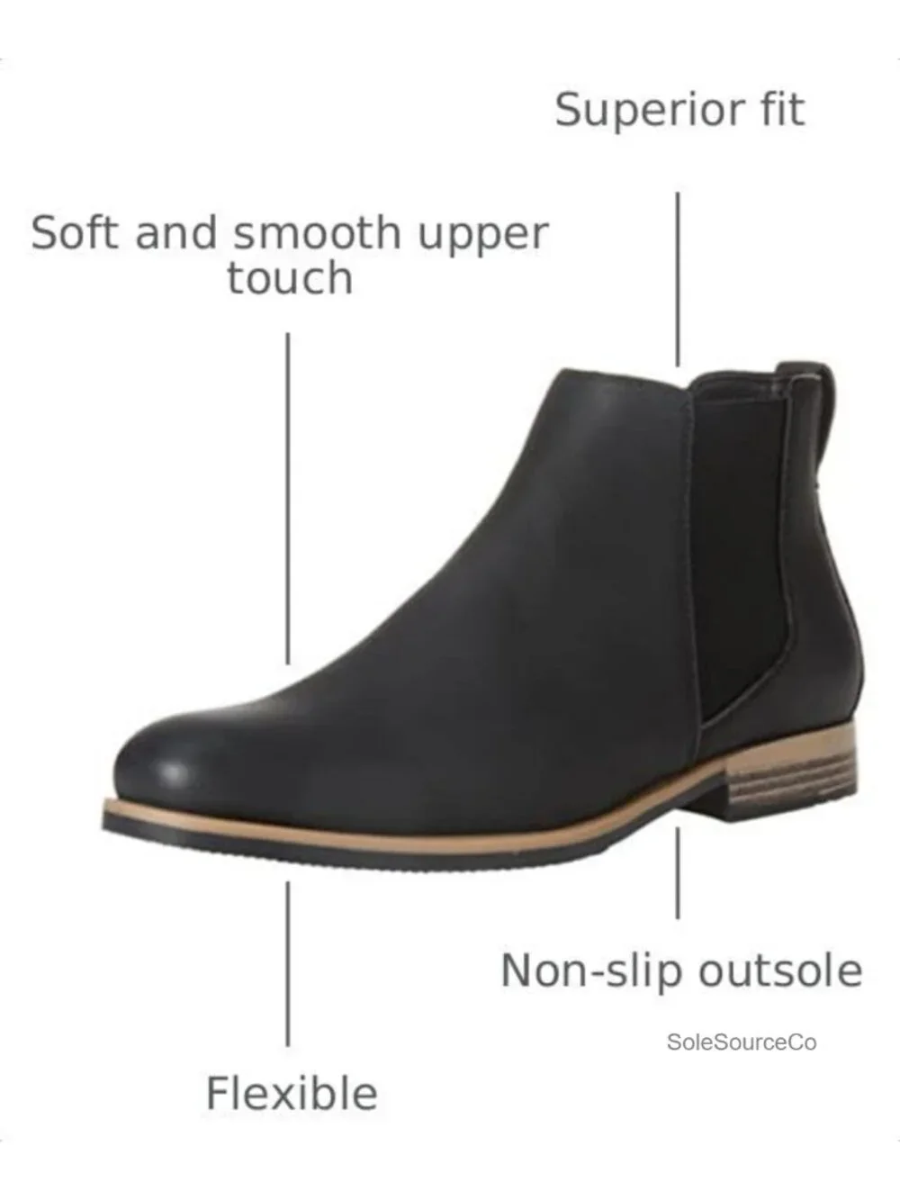 Men's Slip On Chelsea Ankle Boot Faux Leather Pull-On Almond Toe